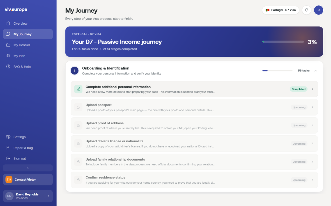 Viv Europe client portal