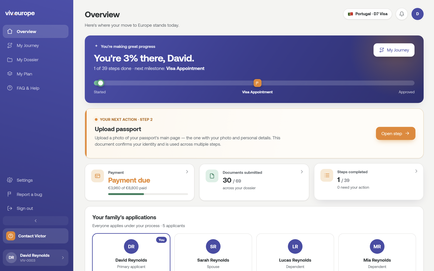 Viv Europe client portal