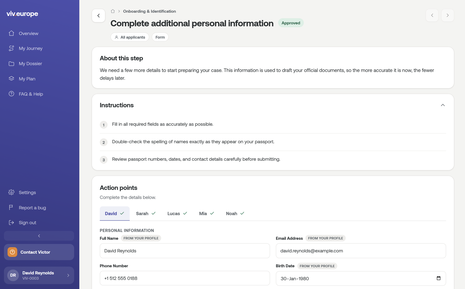 Viv Europe client portal