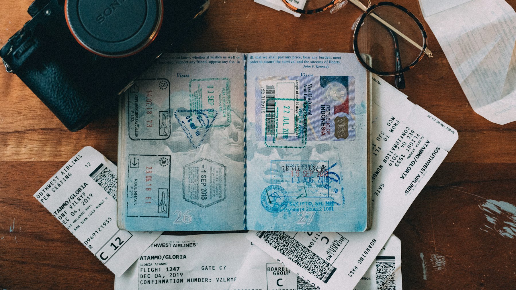 An identification card and paperwork
