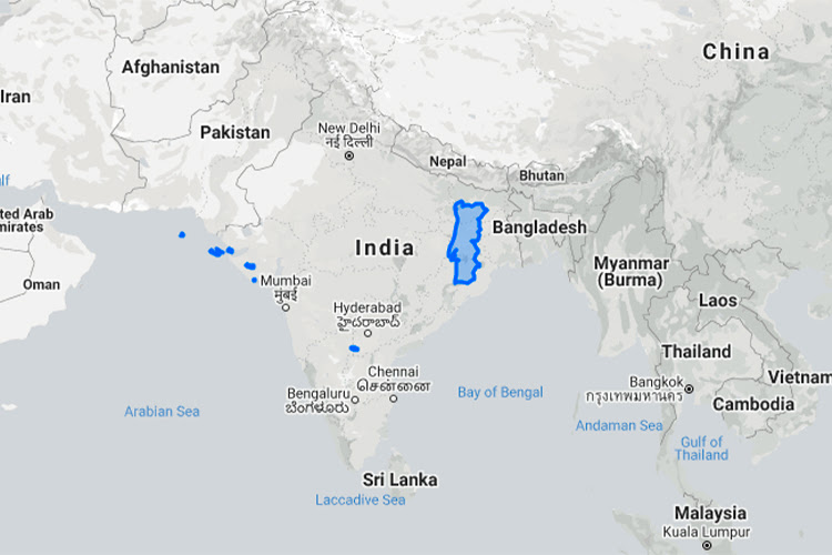 Comparison of Portugal and India sizes