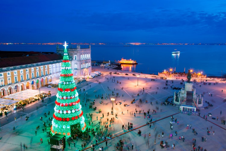 December holiday lights in Lisbon